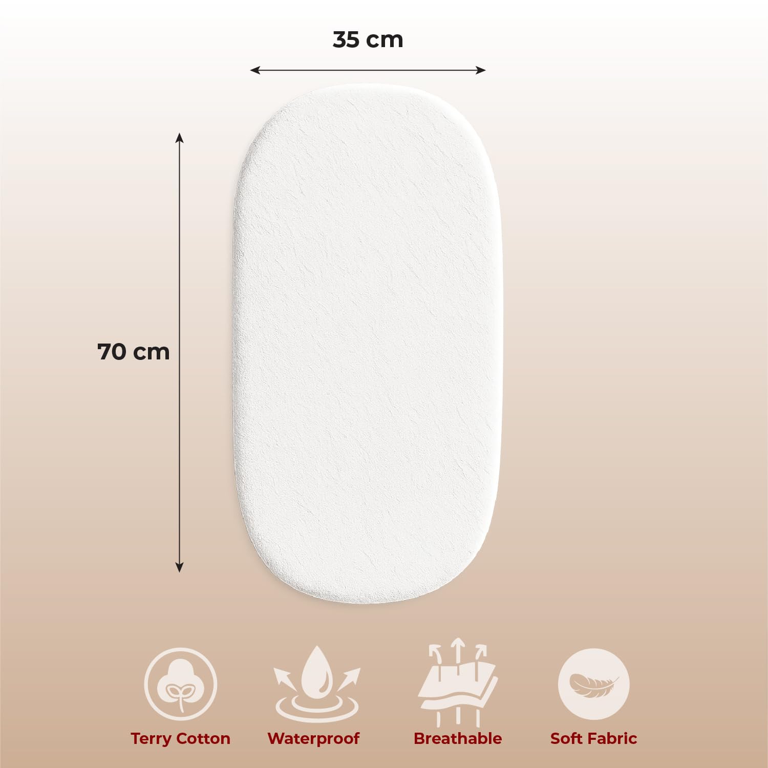 2x 100% Waterproof Moses Basket Mattress Protector with 155 GSM Terry Towelling Fabric - Soft, Non-Noisy & Non-Allergenic Fitted Sheet (35 X 75 cm)