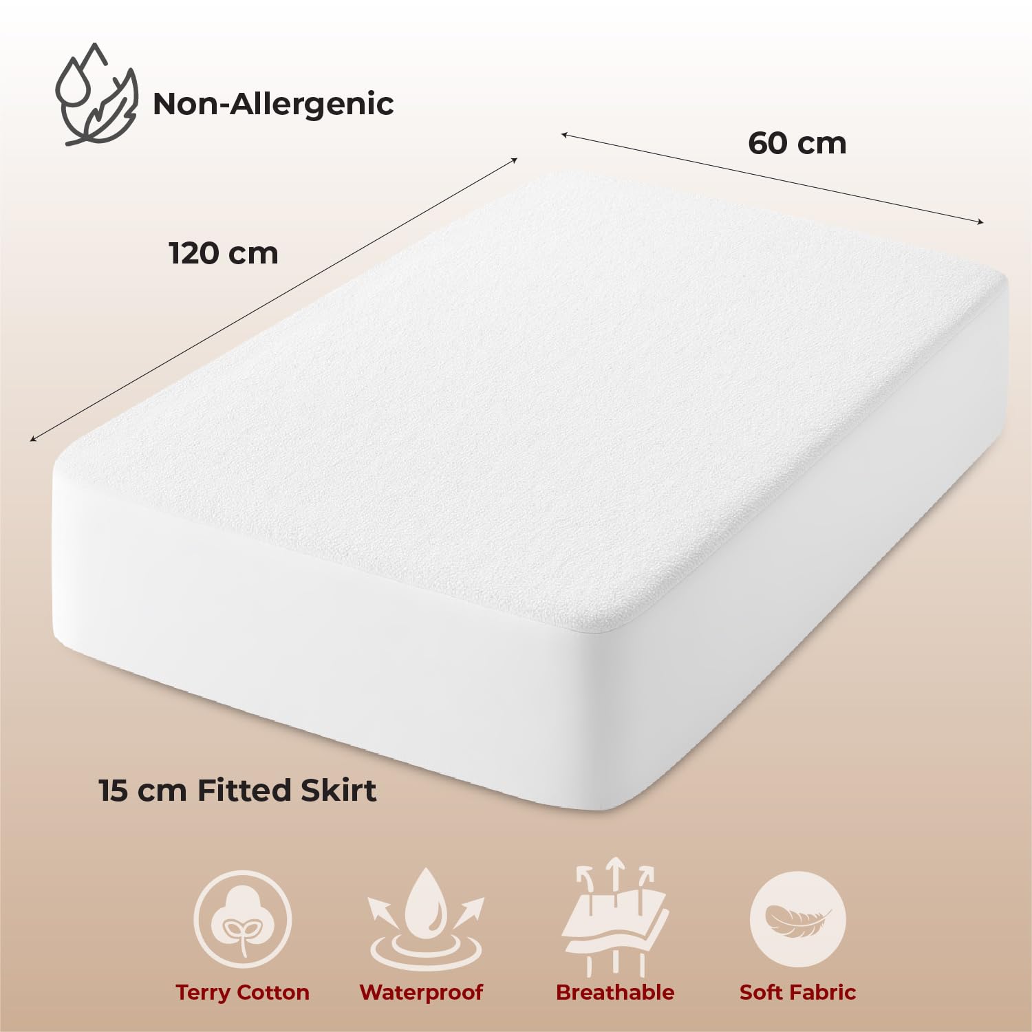 Lakhmaali - Cot Bed Mattress Protector 70x140 - Hypoallergenic, Anti Dust, Anti Mite Cot Bed Mattress Protector - Noiseless Waterproof