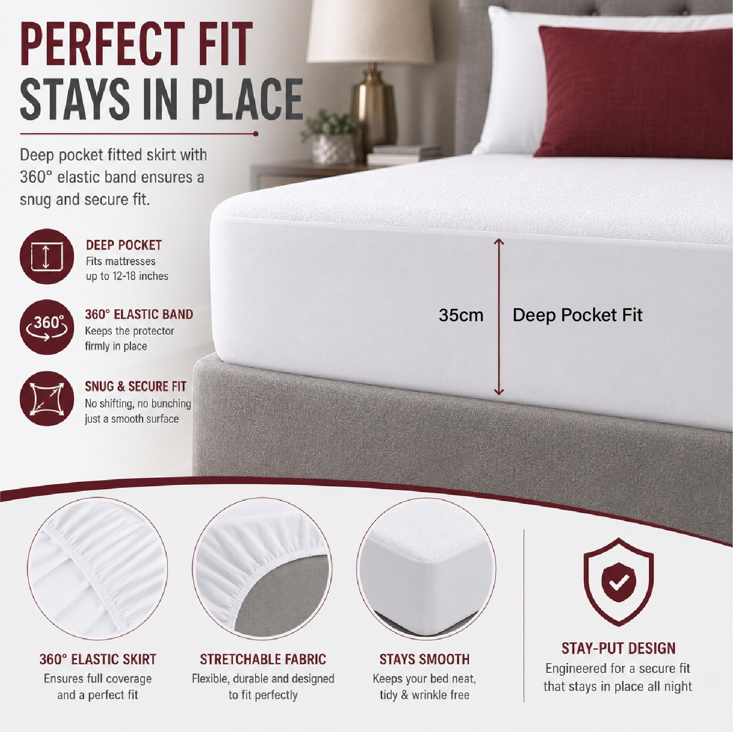 Lakhmaali - Cot Bed Mattress Protector 70x140 - Hypoallergenic, Anti Dust, Anti Mite Cot Bed Mattress Protector - Noiseless Waterproof