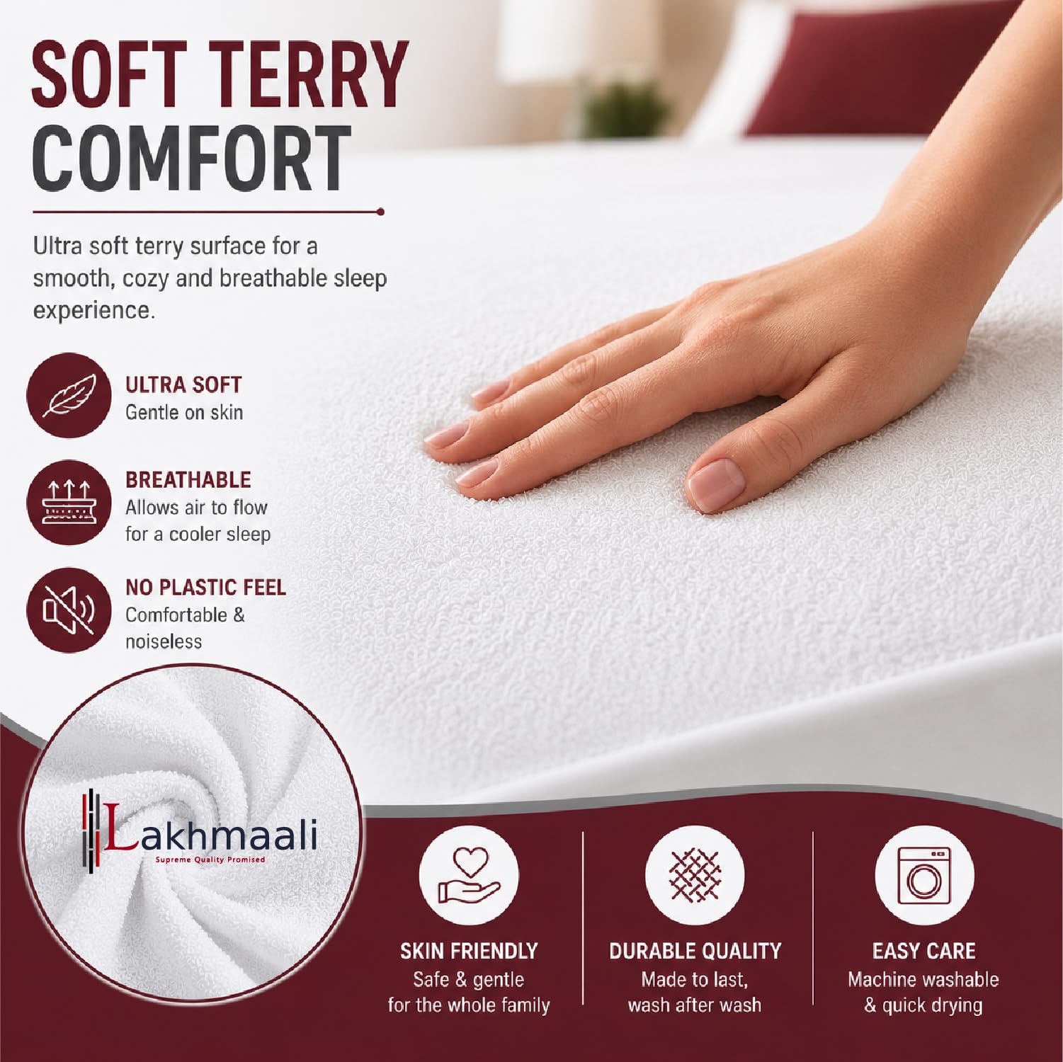 Lakhmaali - Cot Bed Mattress Protector 70x140 - Hypoallergenic, Anti Dust, Anti Mite Cot Bed Mattress Protector - Noiseless Waterproof