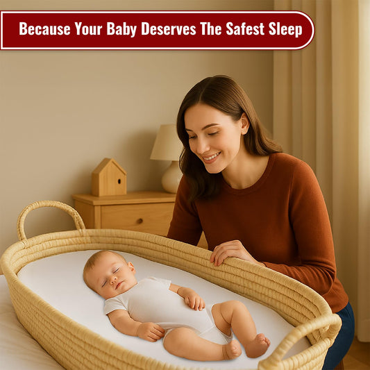 2x 100% Waterproof Moses Basket Mattress Protector with 155 GSM Terry Towelling Fabric - Soft, Non-Noisy & Non-Allergenic Fitted Sheet (35 X 75 cm)