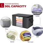 Lakhmaali 90L Large Storage Bags 6 Pack, Strong 120 GSM Thick Water-Resistant Fabric, Foldable Clothes Storage Bins with Clear Window & Reinforced Handles, Closet Organizers Containers