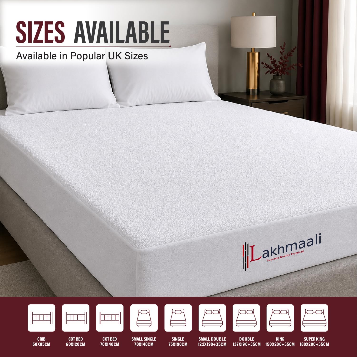 Lakhmaali - Cot Bed Mattress Protector 70x140 - Hypoallergenic, Anti Dust, Anti Mite Cot Bed Mattress Protector - Noiseless Waterproof